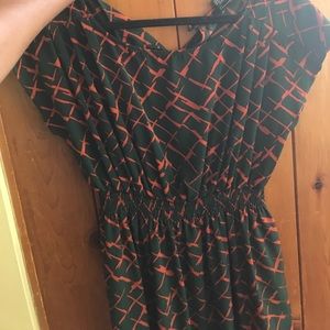 Green and orange patterned dress