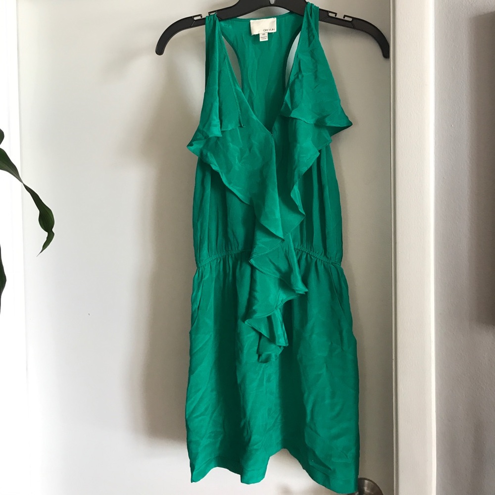 Summer racer back dress with ruffle v neck