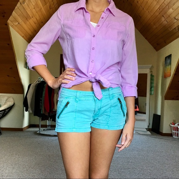Maurices Tops - Light purple front tie button-up shirt