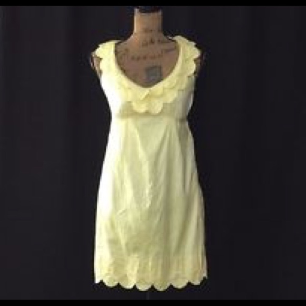 Calypso scalloped neck and hem yellow dress