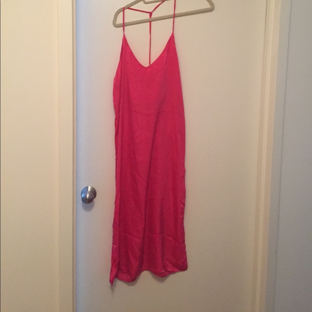 Hot pink slip dress