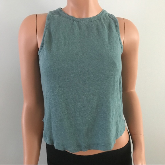 Madewell Tops - Madewell Sleeveless Linen Crop Top Teal XS