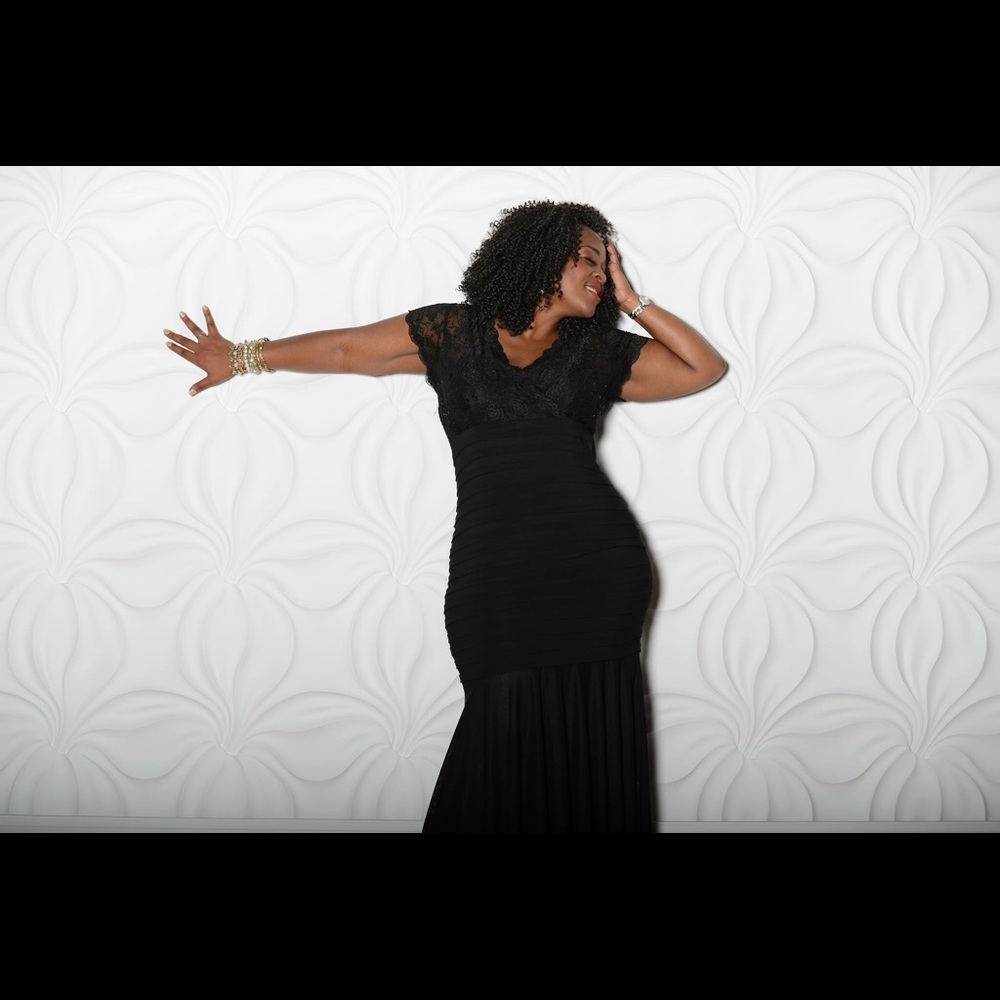 Black gown with lace and sequins