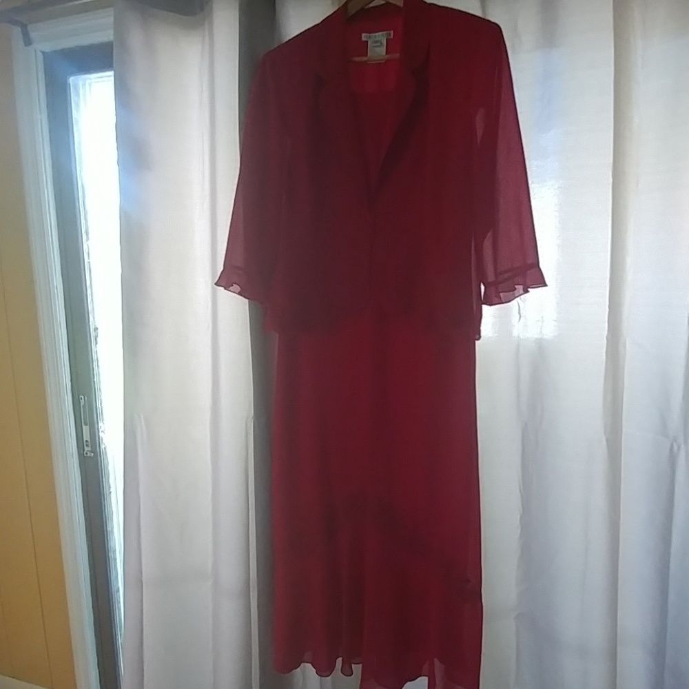 Plus size fully line tea length formal dress