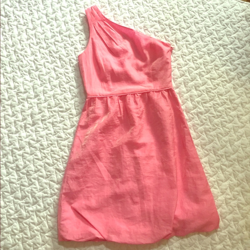 J Crew Hot Pink One Shoulder Dress