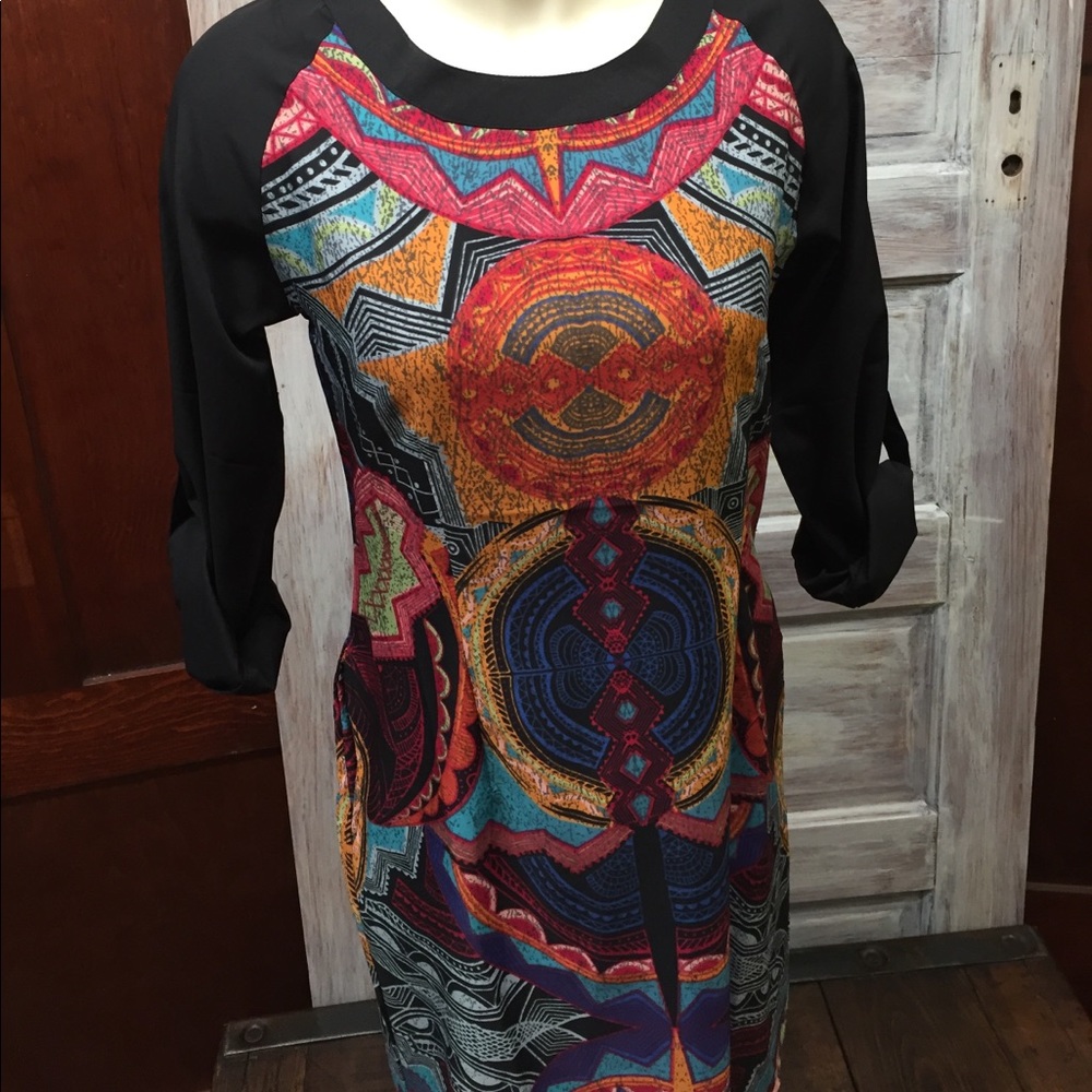 Black Based Multicolored Dress