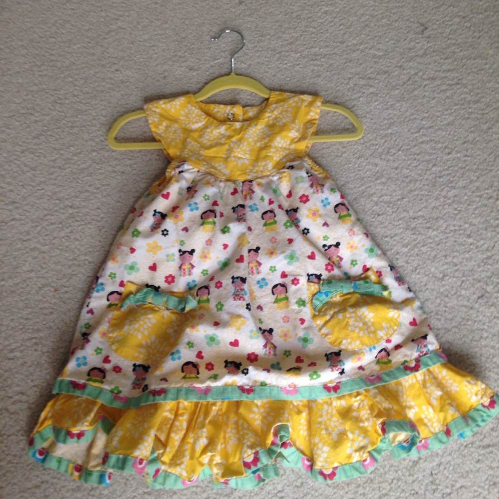 Jelly the pug yellow ruffle dress