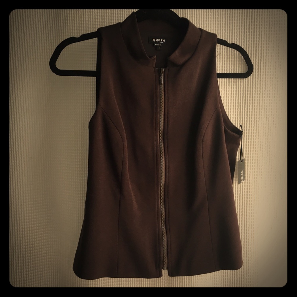 Worth New York brown sleeveless jersey top (8)