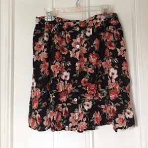 Floral Button-Down Mini Skirt