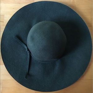 Dark Olive Green Wool Floppy Hat