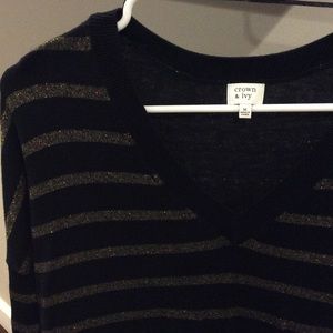 Crown and Ivy black and gold striped tunic sweater
