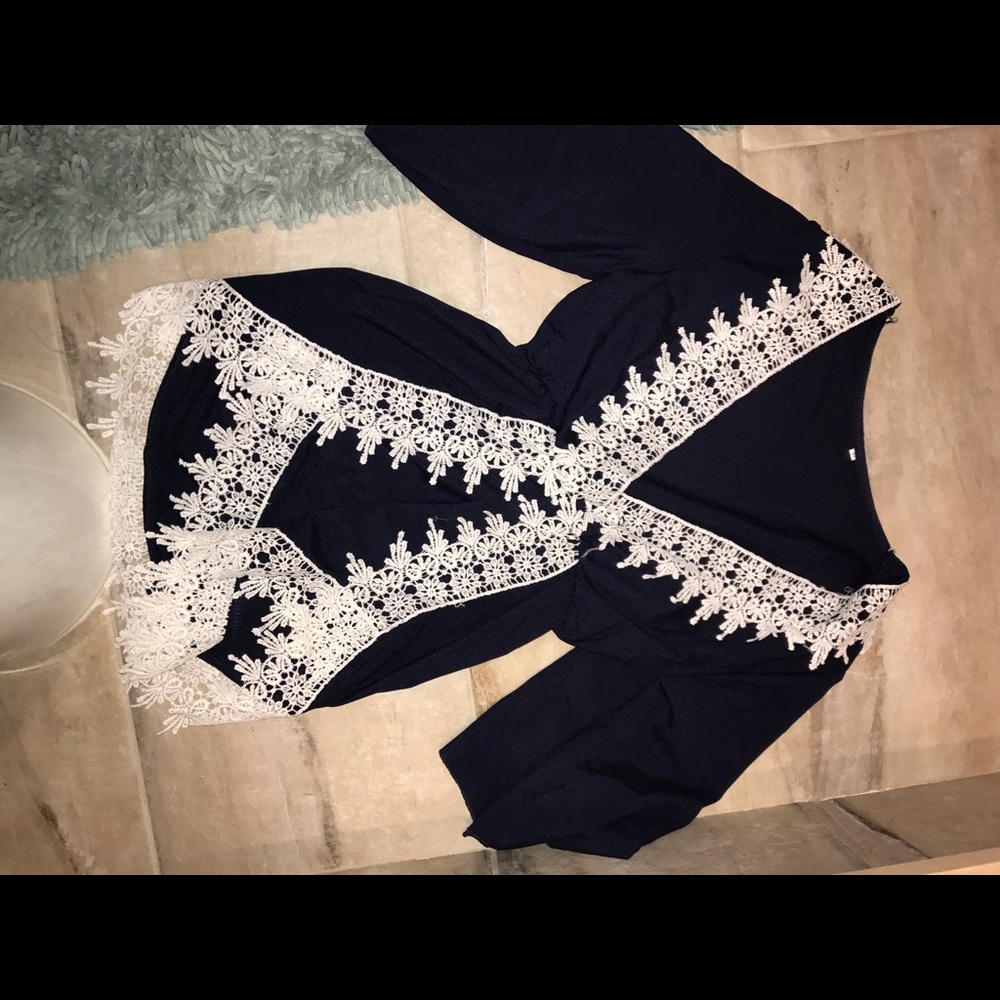 Navy Blue and White romper