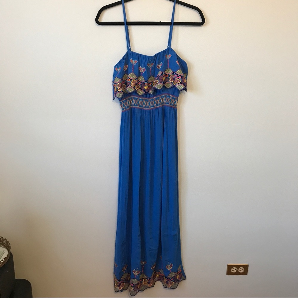 Bright blue colorful maxi dress