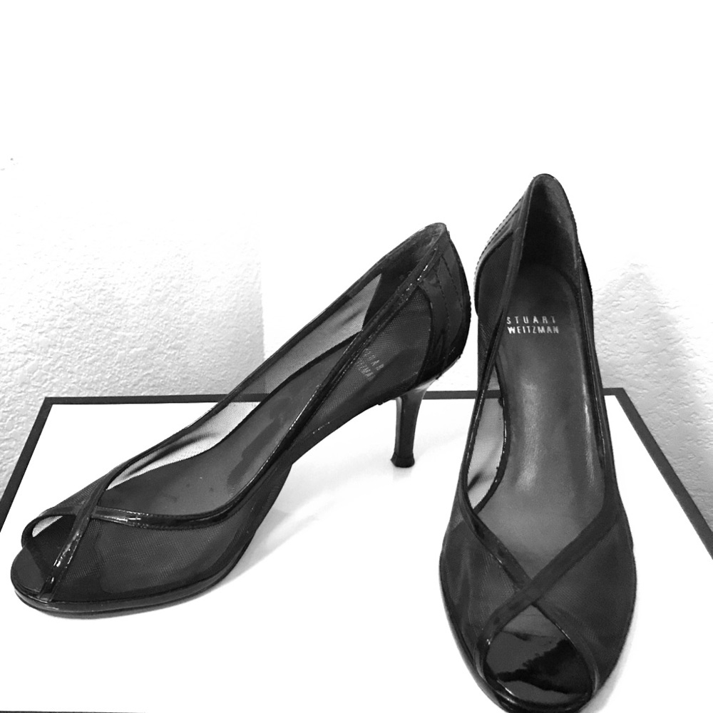 Stuart Weitzman Black Peep Toe Pump