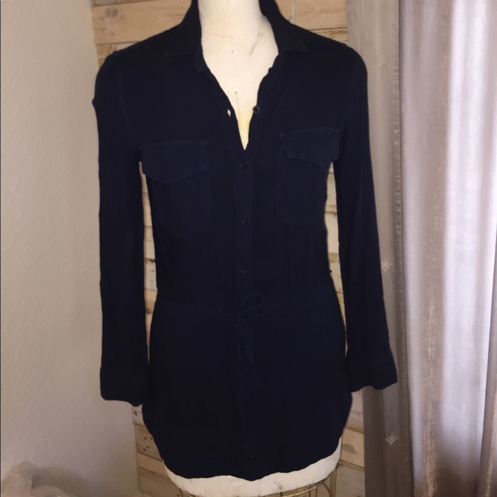 cloth and stone navy button up dress