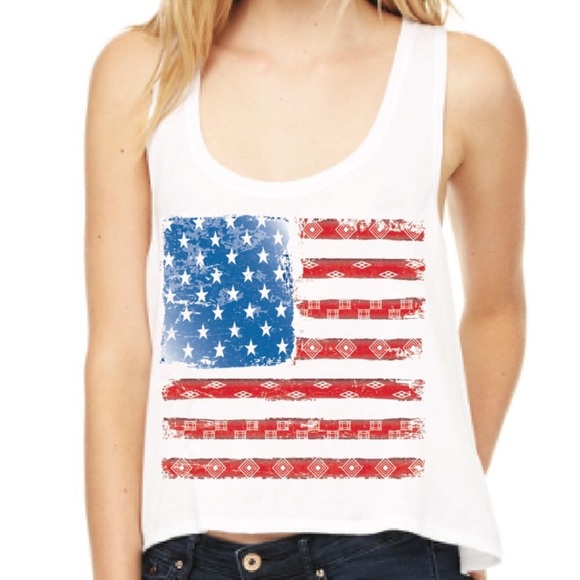 Tops - Sale! White American Flag Tank