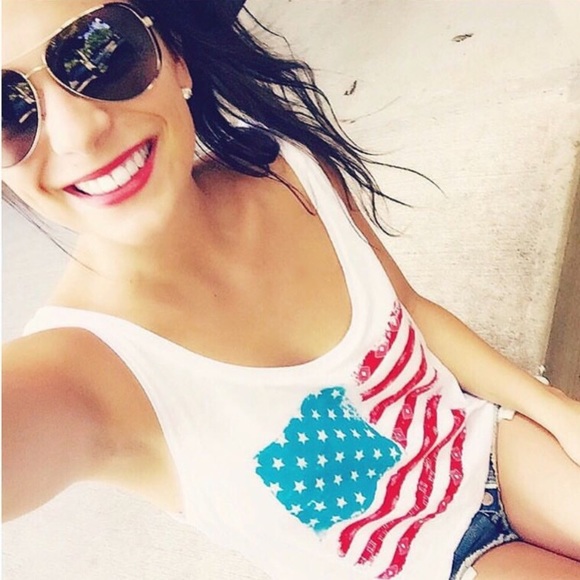 Sale! White American Flag Tank - Picture 2 of 3
