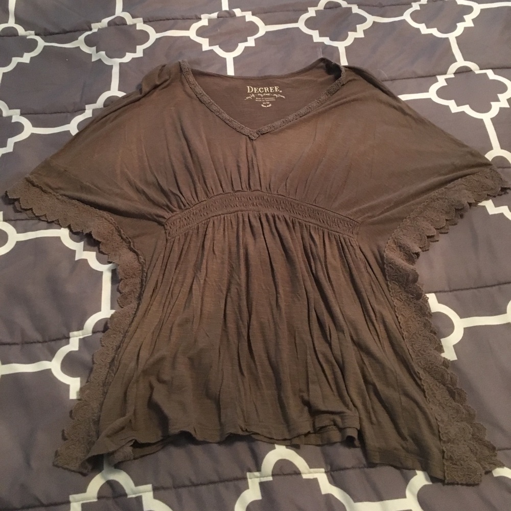 Brown Lace Scrunch Top