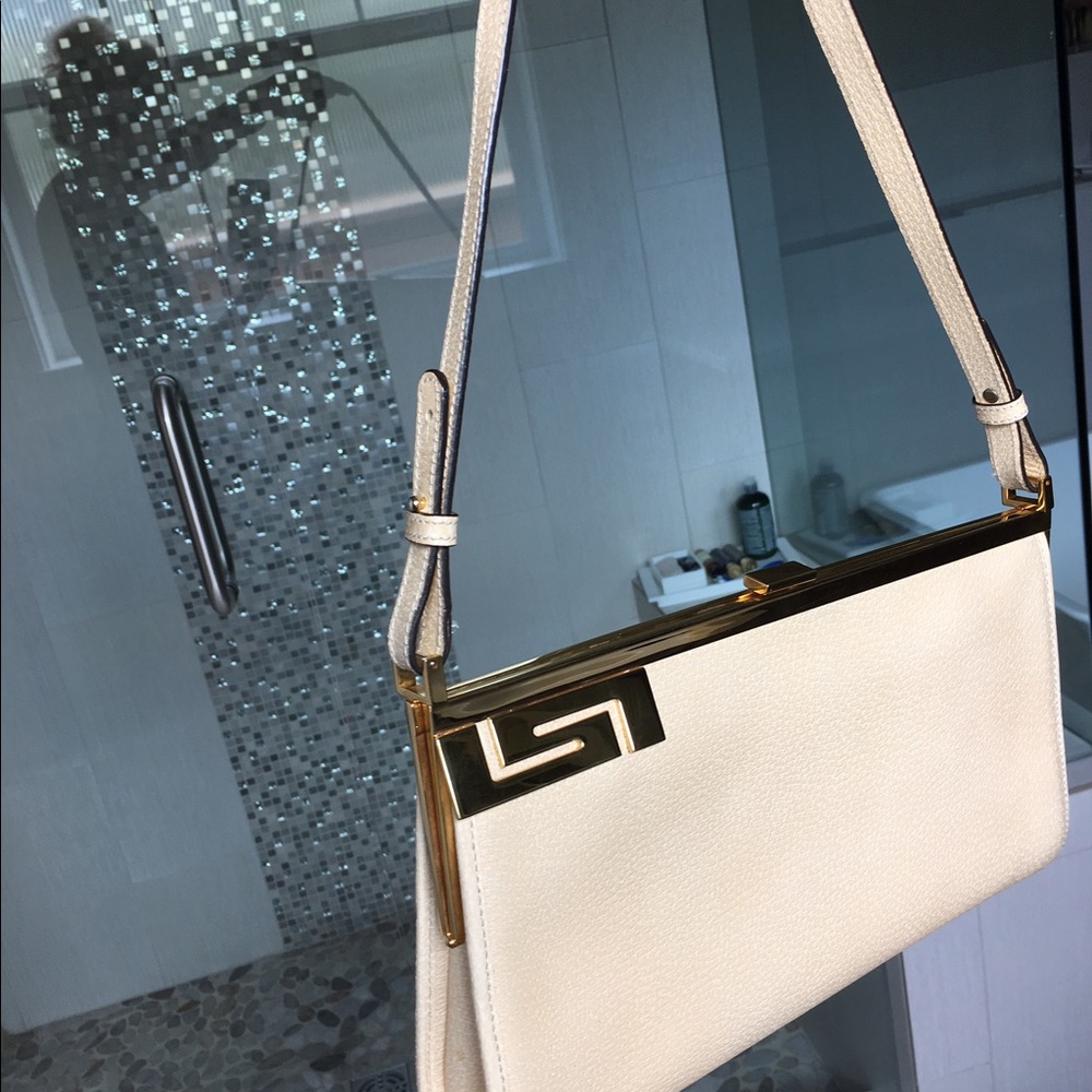 Vintage Gianni Versace Purse Cream w/Gold Hardware