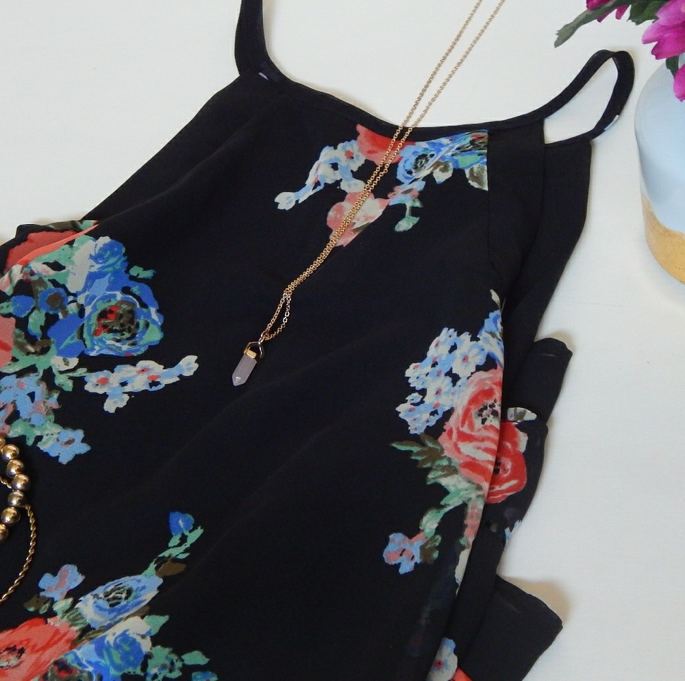 NWT Black Floral Blouse