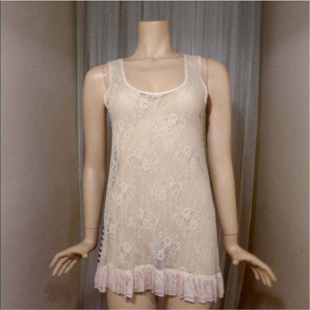 Lace & Dark grey and Cream Stripe tank