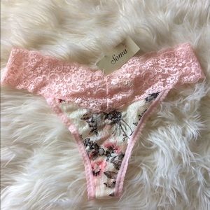 NWT Pink lace thong
