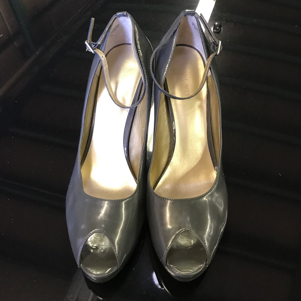 Nine West Gray Open Toe Heels