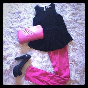 Hot pink cigarette pants