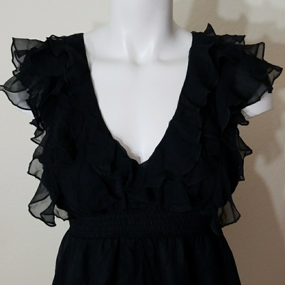Love Lipsy ruffles high low black dress size S - Picture 2 of 7