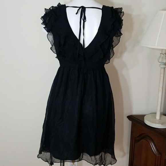 Love Lipsy ruffles high low black dress size S - Picture 4 of 7