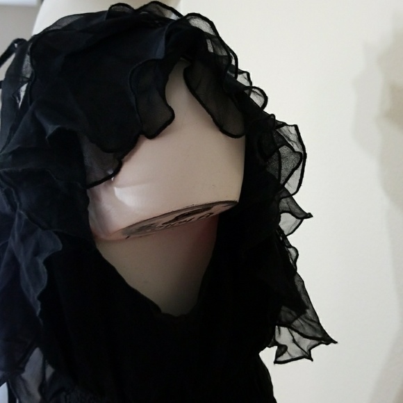 Love Lipsy ruffles high low black dress size S - Picture 6 of 7