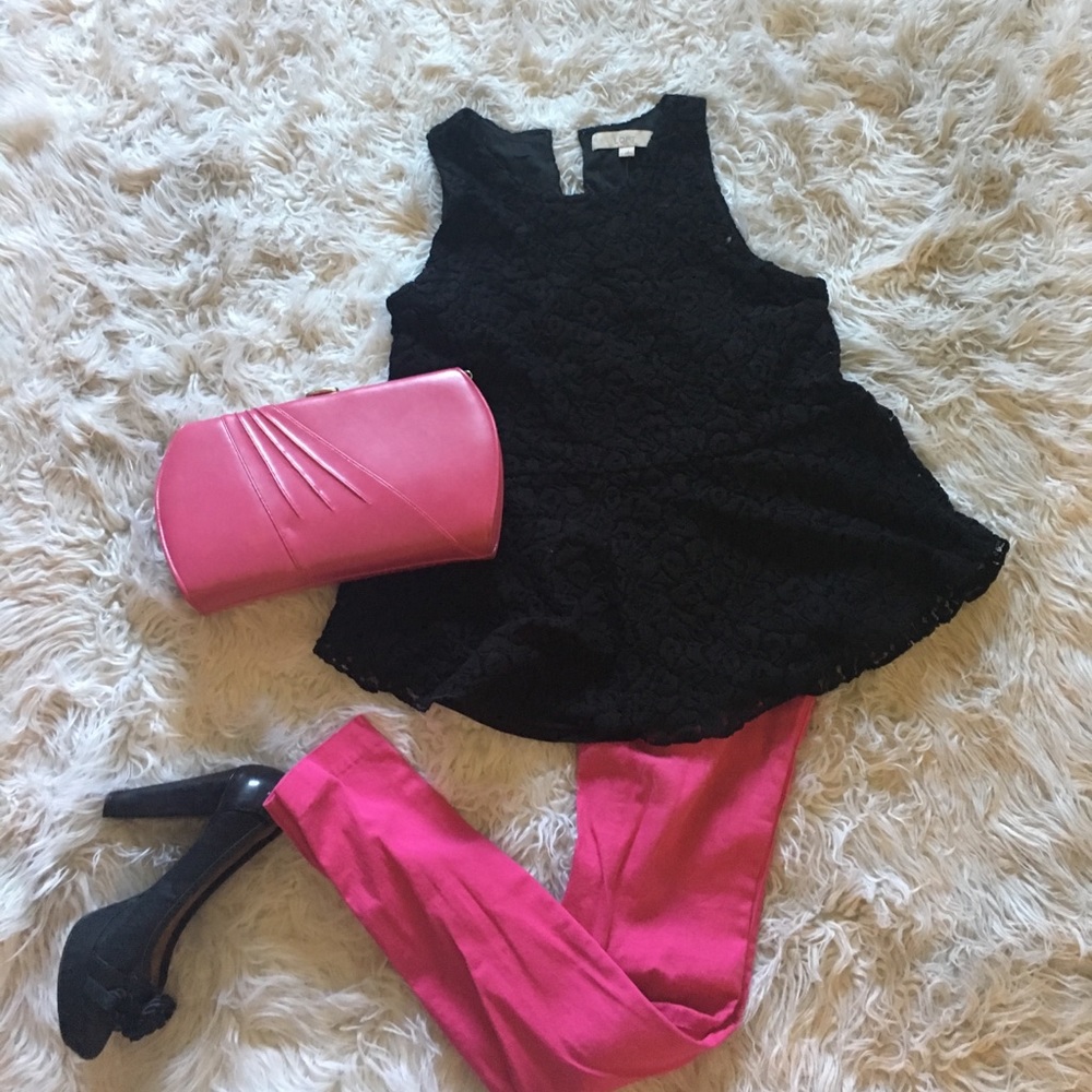 Brand new black lace peplum top