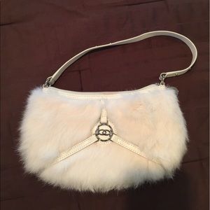 White furry BEBE purse