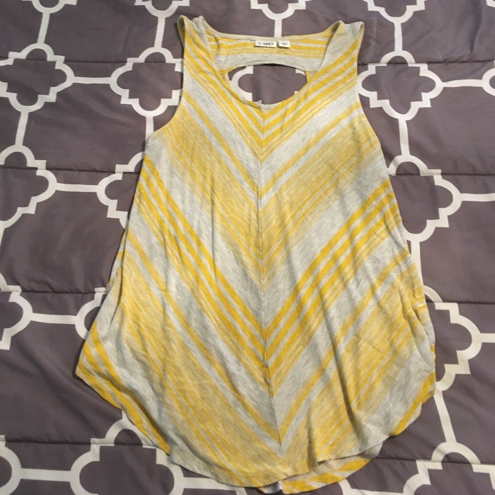Yellow & Gray Open Back Tank Top Cato
