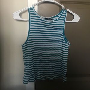 Teal and white striped tank top