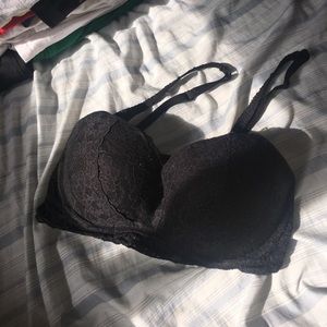 Black strapped bandeau bra