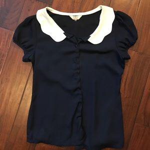 Peter Pan Collared Navy Blouse