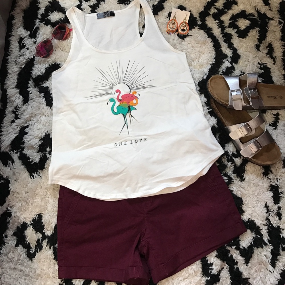 Flamingo LOVE Flow Tank Brand New With Tags White