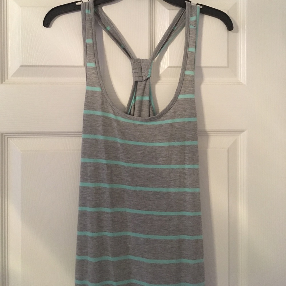 Gray & Mint Striped Maxi Dress