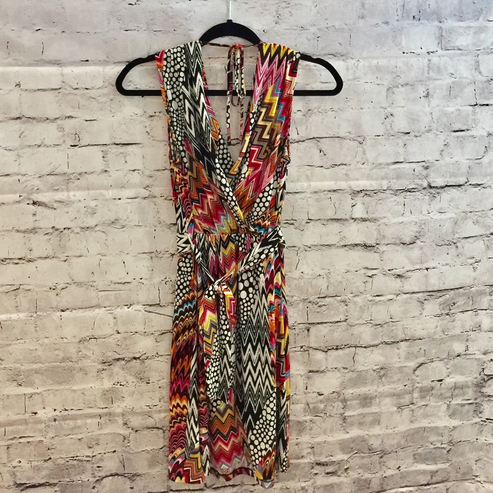 Colorful Deep V Front and Back Dress