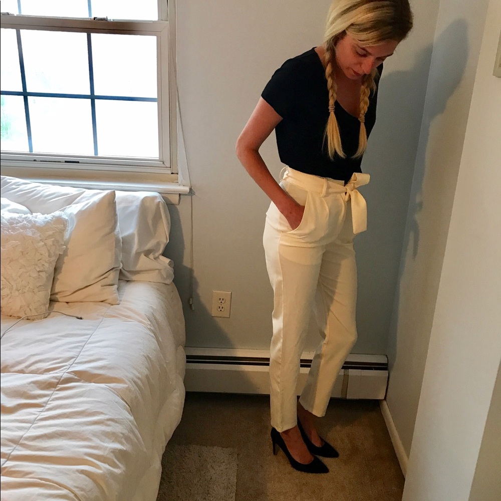 Boohoo Cream High waisted Trouser