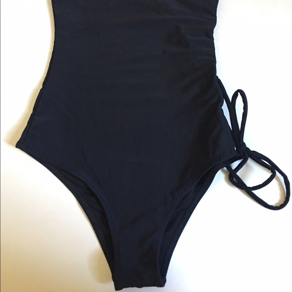 💦JI💦One Shoulder 1 Piece Side Lace Up Monokini - Picture 5 of 7