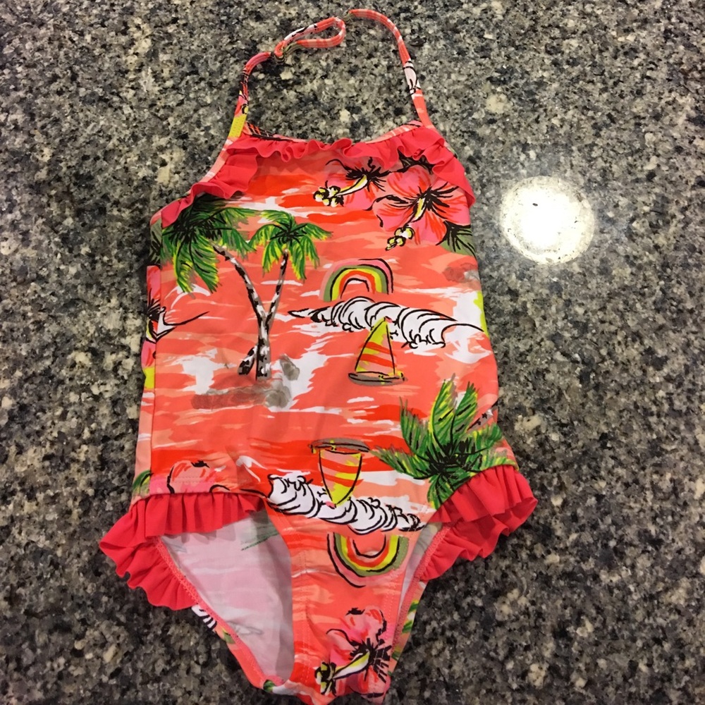 Girls 4T tropical orange one piece