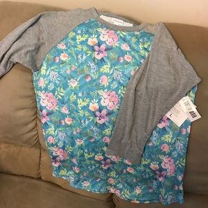 Lularoe LLR Randy Baseball T Floral unicorn size L
