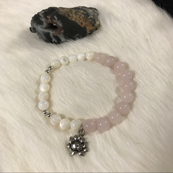 handmade Jewelry - Handmade Natural Rose Quartz Lotus Bracelet