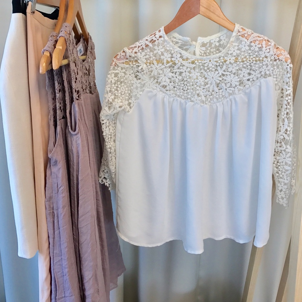 White Flowy Lace Sleep Blouse