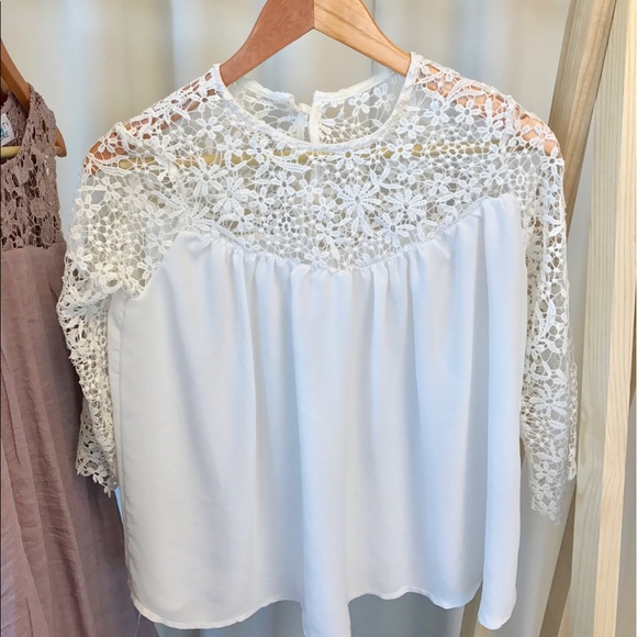 White Flowy Lace Sleep Blouse - Picture 2 of 3