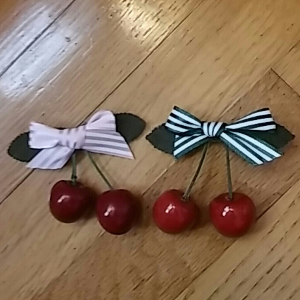 Two Cherry Hairclips