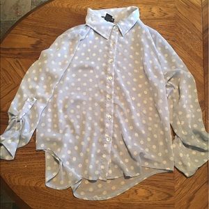 Blue and white button down blouse
