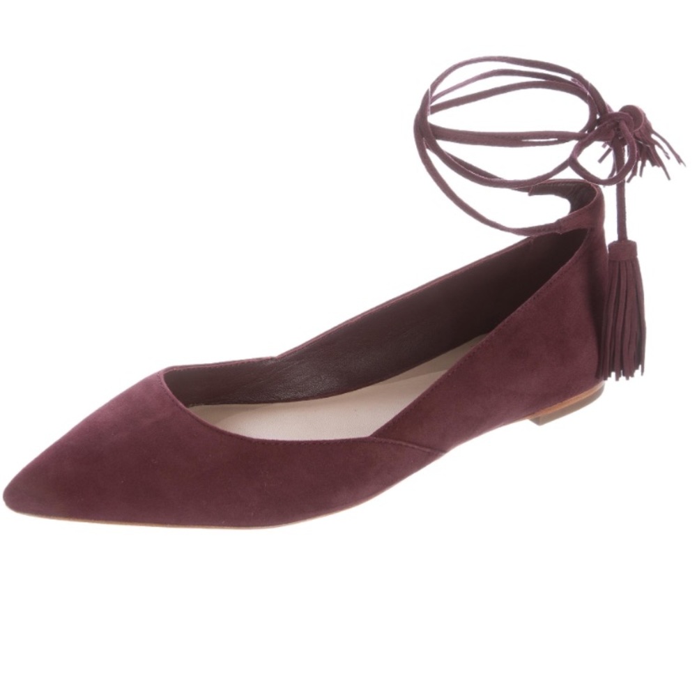 ✨Loeffler Randall✨ Suede Ankle Tie Flats Size 7.5